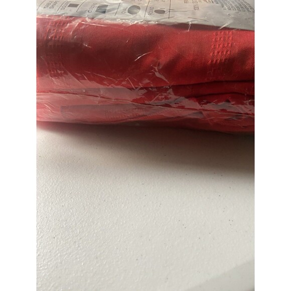 Vintage Red Textured Dacron Perm Press Tablecloth Oblong 60” x 120” Christmas - Picture 14 of 16